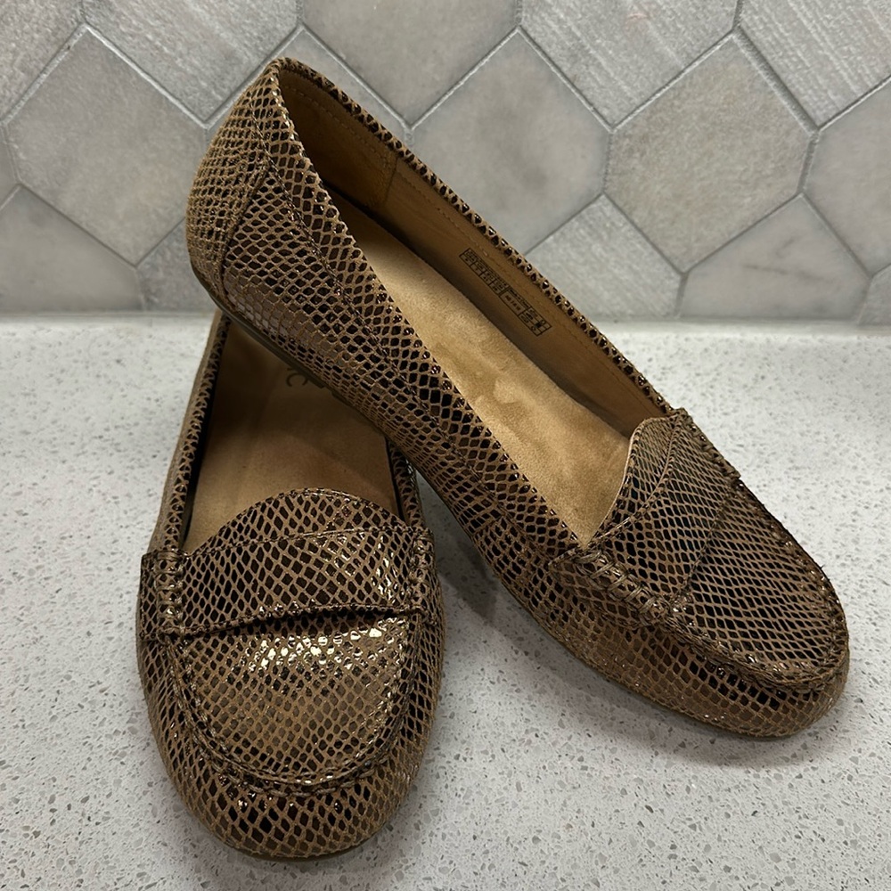 Vionic Metallic Brown Snake-Print Loafers